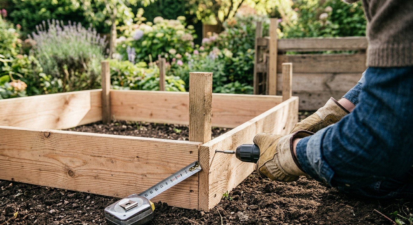 Assemblage du cadre d'un carré potager surélevé à la perceuse-visseuse