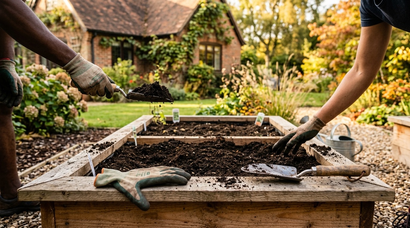 Construire un carré potager surélevé avant l'hiver : réalisation en bois terminée