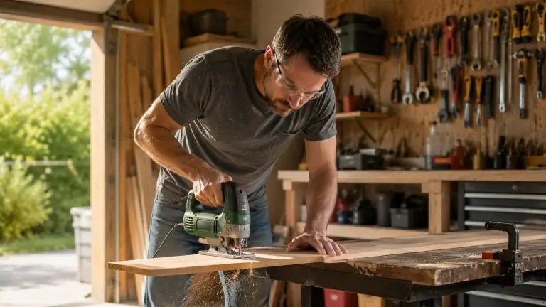 Meilleure scie sauteuse 2026 : découpe de bois en atelier
