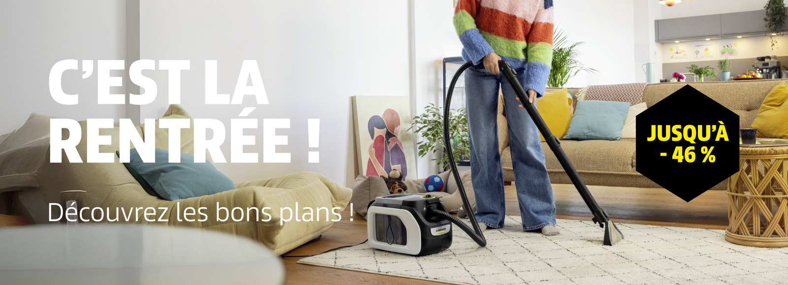 Bannière promotionnelle Kärcher rentrée 2026, jusqu'à 46% de réduction